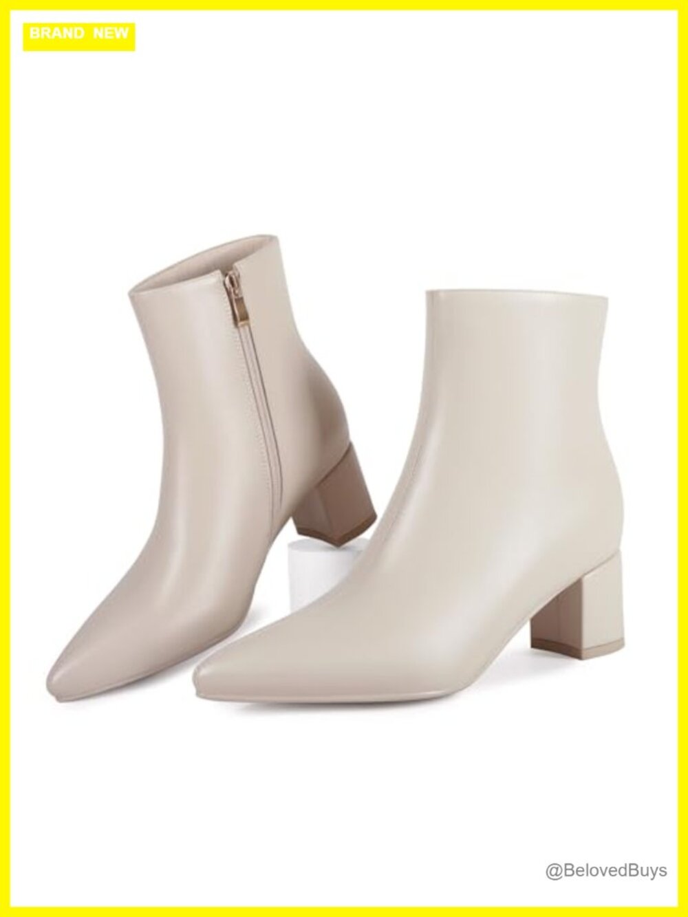 Women's Pointed Toe Chunky Block Heel Ankle Boots Low Heeled Booties